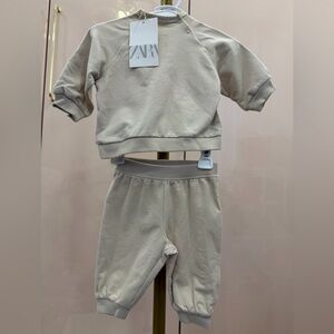 Zara Kids Cream Joggers Set